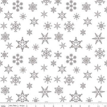 Snowflake SPARKLE Silver by Riley Blake Designs - Snow Flake White Metallic - Quilting Cotton Fabric