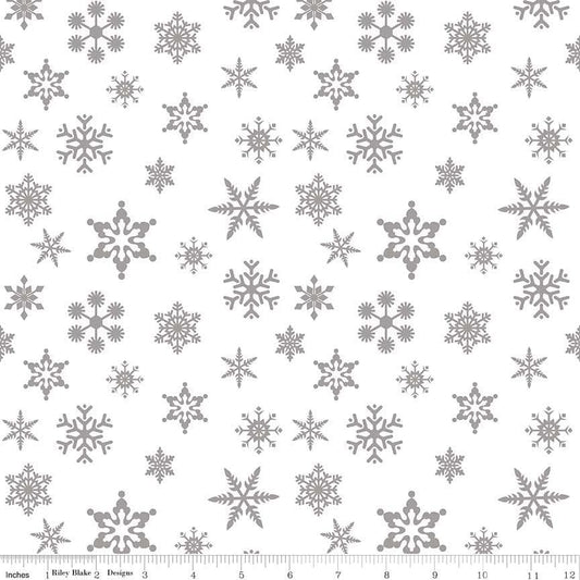Snowflake SPARKLE Silver by Riley Blake Designs - Snow Flake White Metallic - Quilting Cotton Fabric