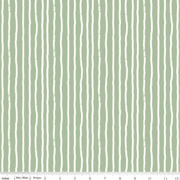 Fat Quarter End of Bolt - Roar Stripes C12465 Sage - Riley Blake Designs - Children's Dinosaurs Stripe Striped - Quilting Cotton Fabric