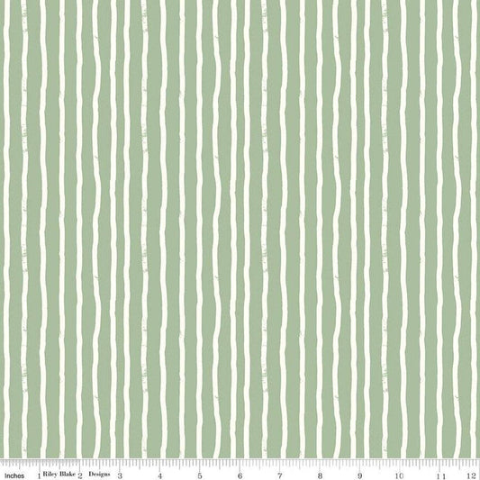 12" End of Bolt - Roar Stripes C12465 Sage by Riley Blake Designs - Children's Dinosaurs Stripe Striped - Quilting Cotton Fabric