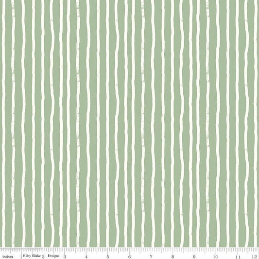 12" End of Bolt - Roar Stripes C12465 Sage by Riley Blake Designs - Children's Dinosaurs Stripe Striped - Quilting Cotton Fabric