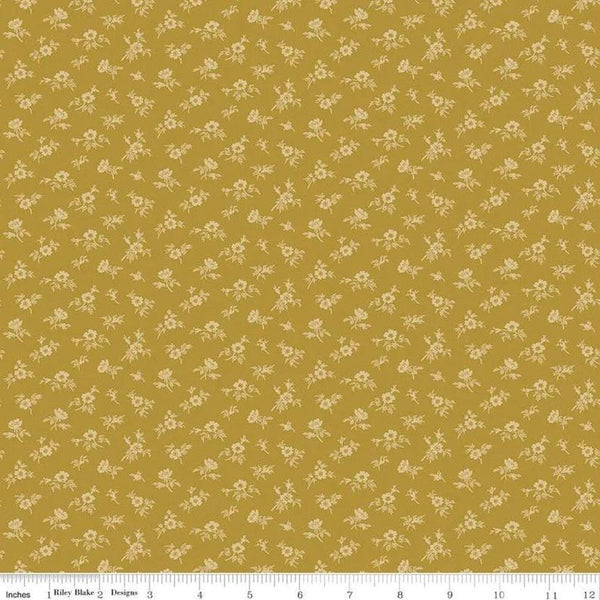 Fat Quarter End of Bolt Piece - Buttercup Blooms Ditsy C11156 Gold - Riley Blake Designs - Tone-on-Tone - Quilting Cotton Fabric