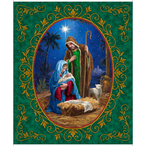 Heavenly Night Nativity Panel 31130 Multi X - by QT Fabrics - Christmas Baby Jesus - Quilting Cotton Fabric