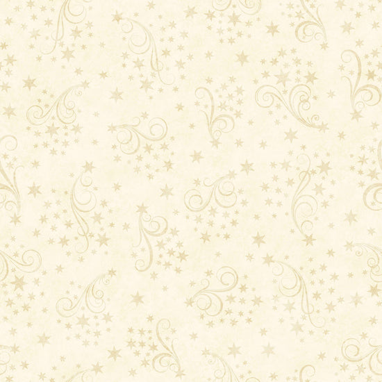 Image of the Happy Haunting Star Swirls Cream quilting cotton fabric by Morris Creative Group for QT Fabrics. Features swirls on a cream background. Cute Little Fabric Shop