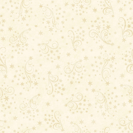 Image of the Happy Haunting Star Swirls Cream quilting cotton fabric by Morris Creative Group for QT Fabrics. Features swirls on a cream background. Cute Little Fabric Shop