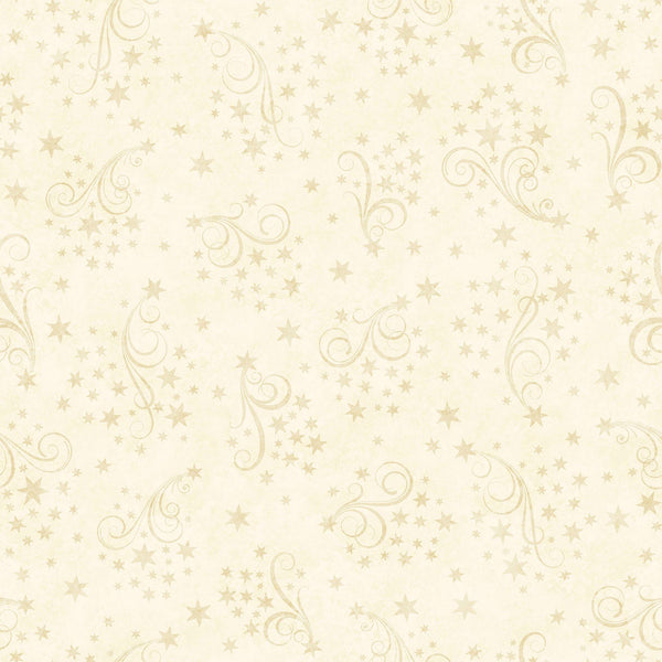 Image of the Happy Haunting Star Swirls Cream quilting cotton fabric by Morris Creative Group for QT Fabrics. Features swirls on a cream background. Cute Little Fabric Shop