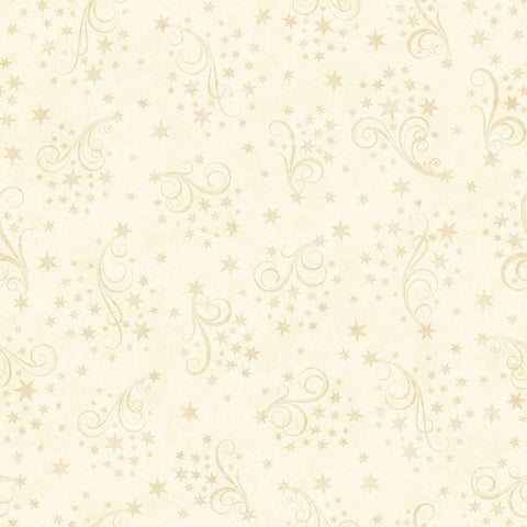 Image of the Happy Haunting Star Swirls Cream quilting cotton fabric by Morris Creative Group for QT Fabrics. Features swirls on a cream background. Cute Little Fabric Shop