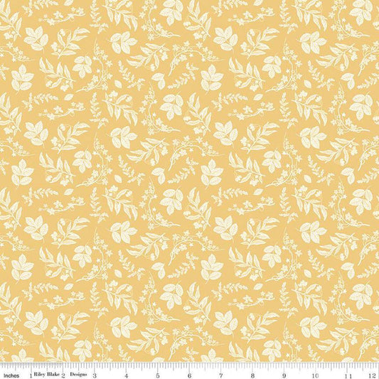 Nature's Portrait Branches C15674 Yellow - Riley Blake Designs - Sprigs Leaves Leaf  - Quilting Cotton Fabric - Licensed Product