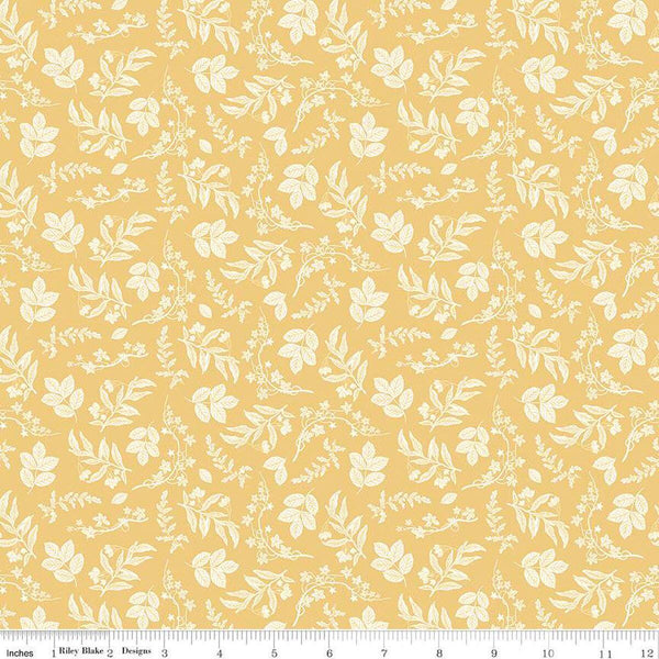 Nature's Portrait Branches C15674 Yellow - Riley Blake Designs - Sprigs Leaves Leaf  - Quilting Cotton Fabric - Licensed Product