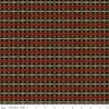 Image of the Up on the Housetop Plaid Cranberry quilting cotton fabric by Riley Blake Designs. Features printed gingham stripes on a dark red background. 
Cute Little Fabric Shop