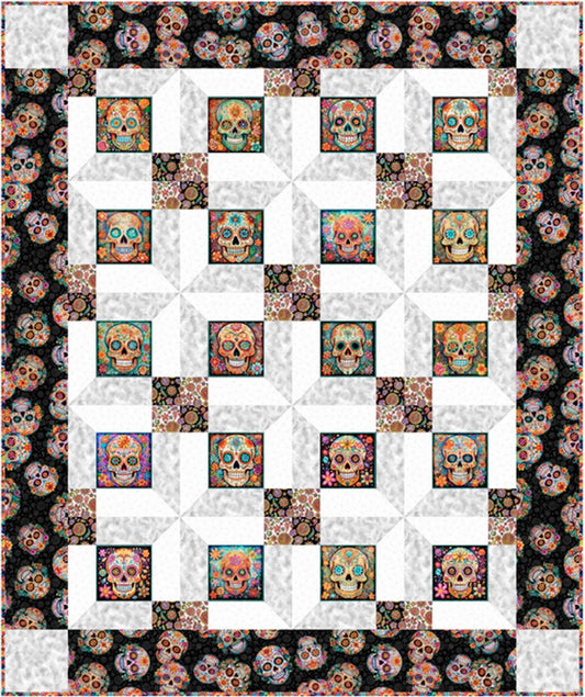 SALE One More Story Skullduggery Quilt PATTERN - QT Fabrics - Instructions Only - Dia de los Muertos - Morris Creative Group - Quilting