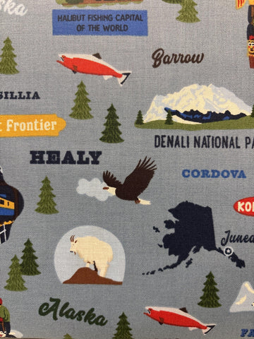 Alaska Icons C16165 Blue - Riley Blake Designs - Fish Icons Anchorage Fish - Quilting Cotton Fabric