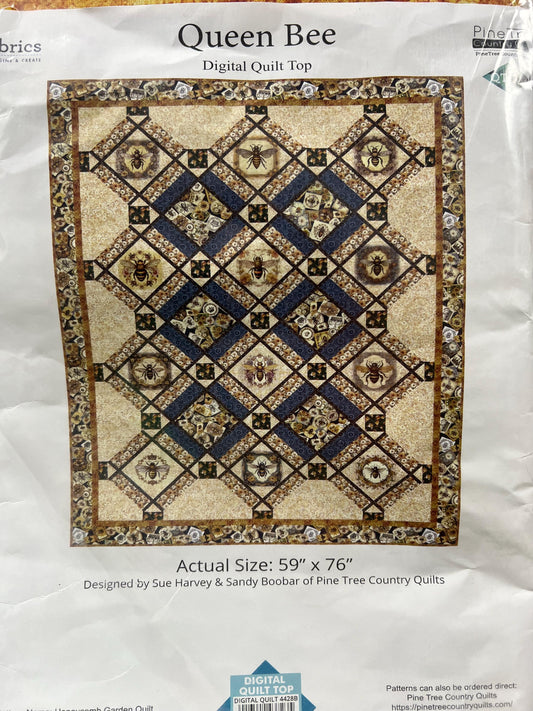 SALE Honeycomb Digital QUILT ToP - Sue Harvey Quilt Design - Queen Bee - QT Fabrics - Digital Quilt Top - Quilting Cotton