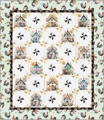 SALE Poultry and Pinwheels Digital QUILT ToP by Phoebe Moon Designs - Poultry in Motion - QT Fabrics - Digital Quilt Top - Quilting Cotton