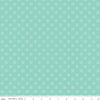 Image of the Gingerbread Kisses Polka Dots Blue quilting cotton fabric. Features dots on a blue background. Cute Little Fabric Shop
