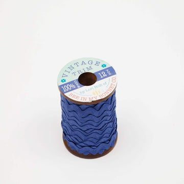 DEAL Lori Holt Vintage Trim Large Wooden Spool STVT-8539 Denim - Riley Blake Designs - 12 Yards of 3/8" Polyester Trim