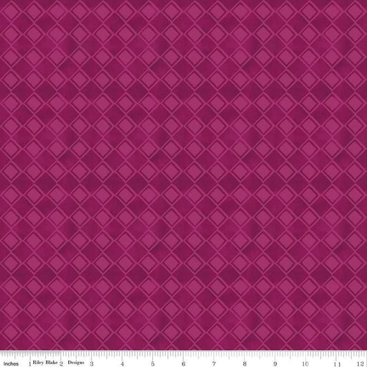 Image of the Come Let Us Adore Him Tonal Wine quilting cotton fabric. Features plaid on a burgundy background. Cute Little Fabric Shop
