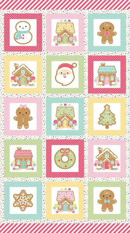 Gingerbread Kisses Gingerbread Friends Panel P16447 by Riley Blake Designs - Christmas Patchwork - Quilting Cotton Fabric