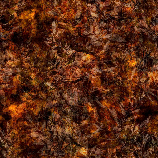 Running With The Pack Foliage Blender 31104 DK Brown A - by QT Fabrics - Leaves Leaf Branches Trees - Quilting Cotton Fabric