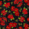 DEAL MINKY Poinsettia Greetings Poinsettia Toss 60" Wide 31083 Black J - QT Fabrics - Flowers Floral Writing - 100% Polyester