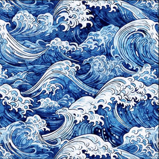 MINKY Ocean Blues Ocean Waves 60" Wide 30860 Blue B - QT Fabrics - Water Ocean Blue Illustrated - 100% Polyester