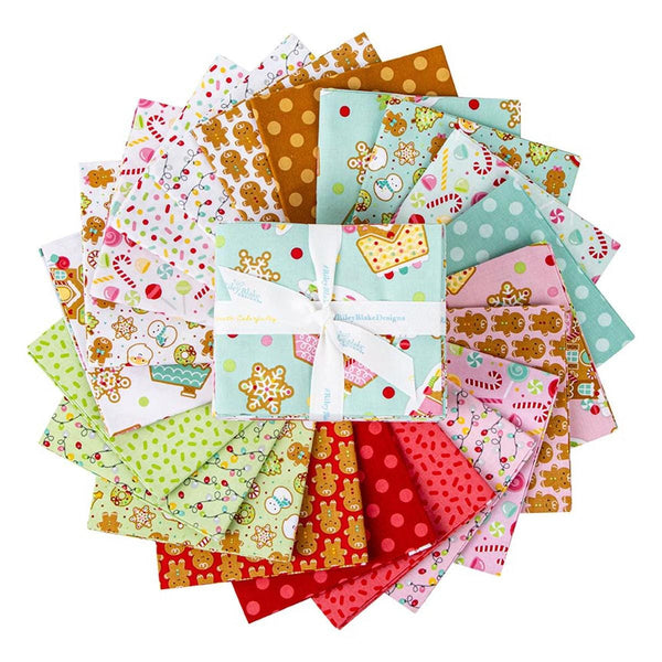 SALE Gingerbread Kisses Fat Quarter Bundle 21 pieces - Riley Blake Designs - Pre cut Precut - Christmas - Quilting Cotton Fabric