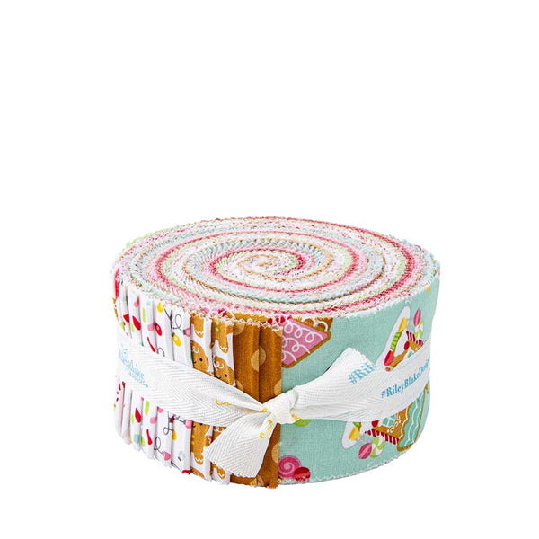Gingerbread Kisses 2.5 Inch Rolie Polie Jelly Roll 40 pieces - Riley Blake Designs - Precut Pre cut Bundle - Cotton Fabric