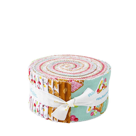 Gingerbread Kisses 2.5 Inch Rolie Polie Jelly Roll 40 pieces - Riley Blake Designs - Precut Pre cut Bundle - Cotton Fabric