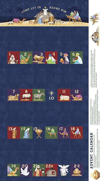 Come Let Us Adore Him Advent Calendar Panel by Riley Blake Designs - DIGITALLY PRINTED - Christmas Nativity - Quilting Cotton Fabric