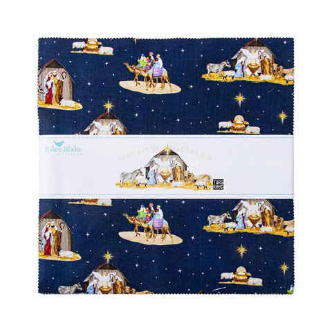 SALE Come Let Us Adore Him Layer Cake 10" Stacker Bundle - Riley Blake Design - 42 piece Precut Pre cut - Christmas - Quilting Cotton Fabric
