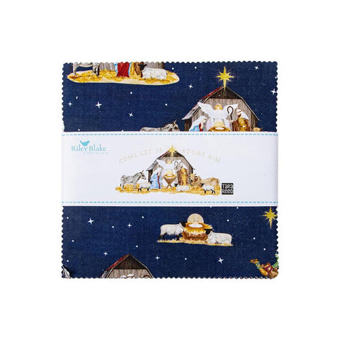 SALE Come Let Us Adore Him Charm Pack 5" Stacker Bundle - Riley Blake Designs - 42 piece Precut Pre cut - Christmas - Quilting Cotton Fabric