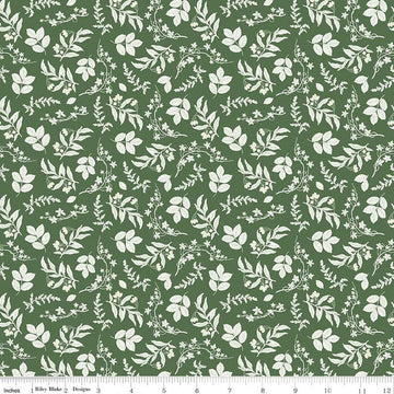 Image of the Nature's Portrait Branches Forest quilting cotton fabric by Riley Blake Designs. Features branches on a green background. Cute Little Fabric Shop