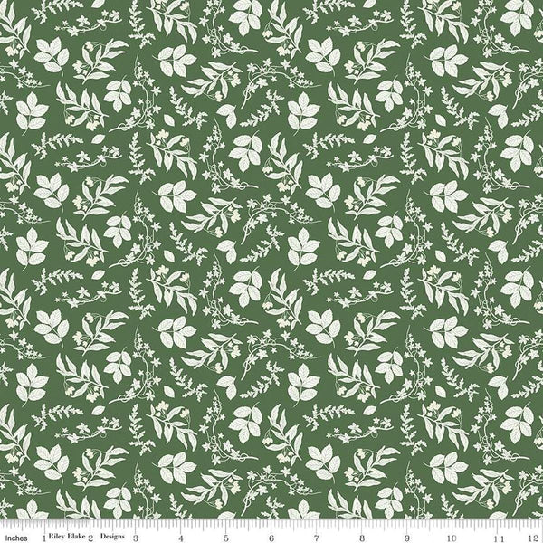 Image of the Nature&#39;s Portrait Branches Forest quilting cotton fabric by Riley Blake Designs. Features branches on a green background. Cute Little Fabric Shop