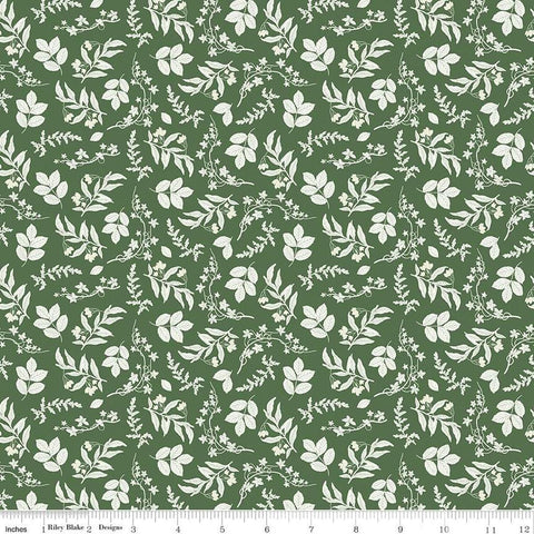 Image of the Nature&#39;s Portrait Branches Forest quilting cotton fabric by Riley Blake Designs. Features branches on a green background. Cute Little Fabric Shop