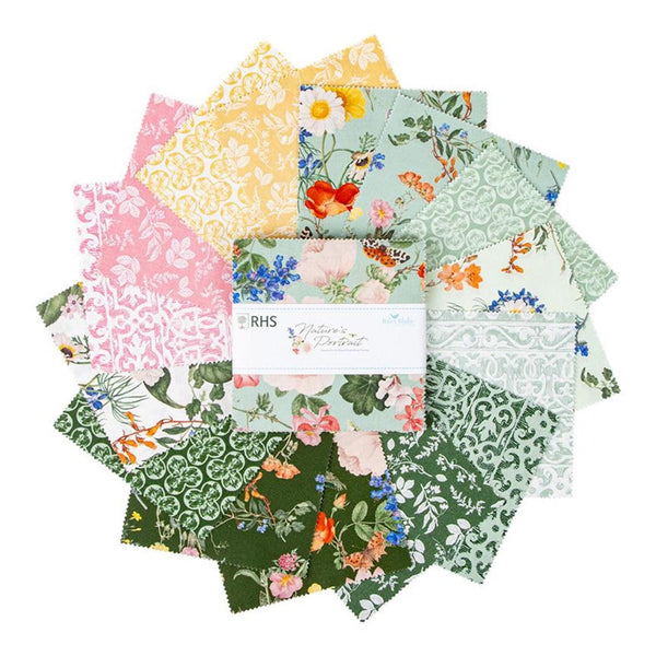 Nature's Portrait Charm Pack 5" Stacker Bundle - Riley Blake Designs - 42 piece Precut - Floral Flowers - Quilting Cotton - Licensed Product