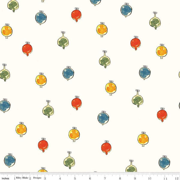 SALE Classic Christmas Ornaments C16288 Multi by Riley Blake Designs -Ornament Holiday Decoration - Quilting Cotton Fabric