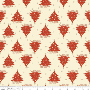Classic Christmas Trees C16286 Parchment - Riley Blake Designs - Circle Dots Trees - Quilting Cotton Fabric