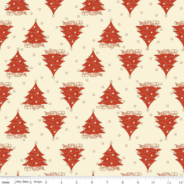 Classic Christmas Trees C16286 Parchment by Riley Blake Designs - Circle Dots Trees - Quilting Cotton Fabric