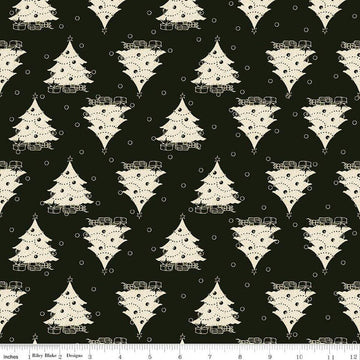 Classic Christmas Trees C16286 Black - Riley Blake Designs - Circle Dots Trees - Quilting Cotton Fabric