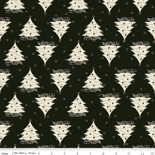 SALE Classic Christmas Trees C16286 Black by Riley Blake Designs - Circle Dots Trees - Quilting Cotton Fabric