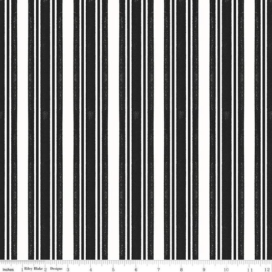 Classic Christmas Stripe C16289 Black - Riley Blake Designs - Line Thick Thin - Quilting Cotton Fabric