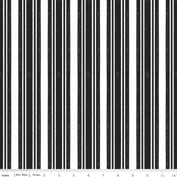Classic Christmas Stripe C16289 Black by Riley Blake Designs - Line Thick Thin - Quilting Cotton Fabric