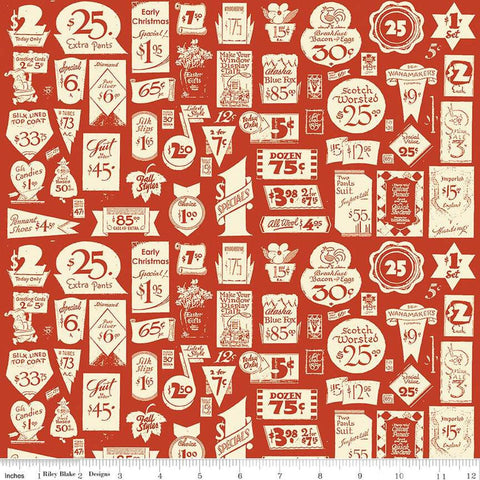 Classic Christmas Gift Tags C16287 Red by Riley Blake Designs - Vintage Tags Icons Signs - Quilting Cotton Fabric