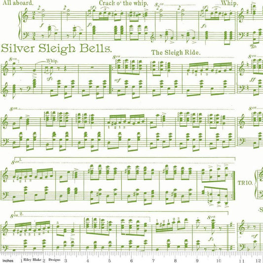 Classic Christmas Sheet Music C16284 White - Riley Blake Designs - Music Notes Lines Note - Quilting Cotton Fabric