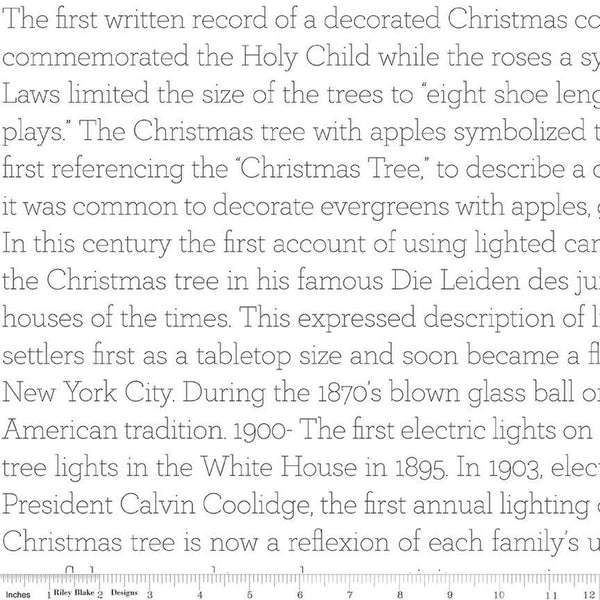 Classic Christmas History of the Tree C16291 White by Riley Blake Designs - History Christmas Words - Quilting Cotton Fabric