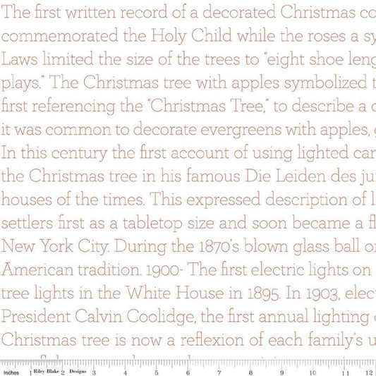 SALE Classic Christmas History of the Tree C16291 Red - Riley Blake Designs - History Christmas Words - Quilting Cotton Fabric