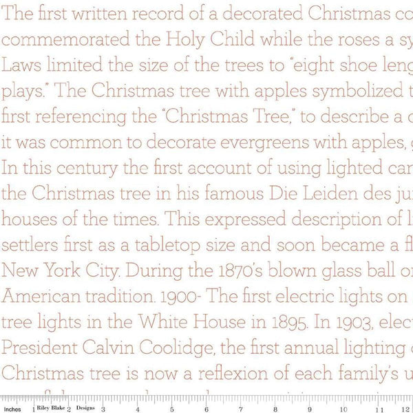 Classic Christmas History of the Tree C16291 Red by Riley Blake Designs - History Christmas Words - Quilting Cotton Fabric