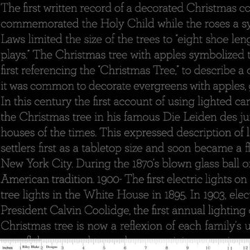 DEAL Classic Christmas History of the Tree C16291 Black - Riley Blake Designs - History Christmas Words - Quilting Cotton Fabric