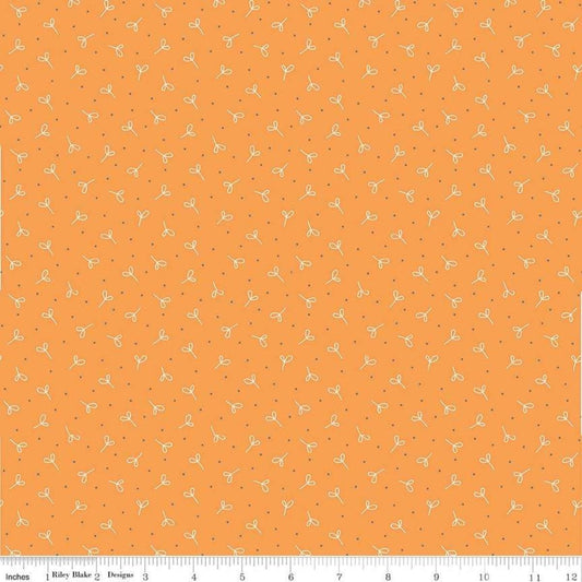 DEAL Farm Girl Vintage Seedling C7880 Orange - Riley Blake Designs - Lori Holt - Seeds Pin Dot Spot - Quilting Cotton Fabric