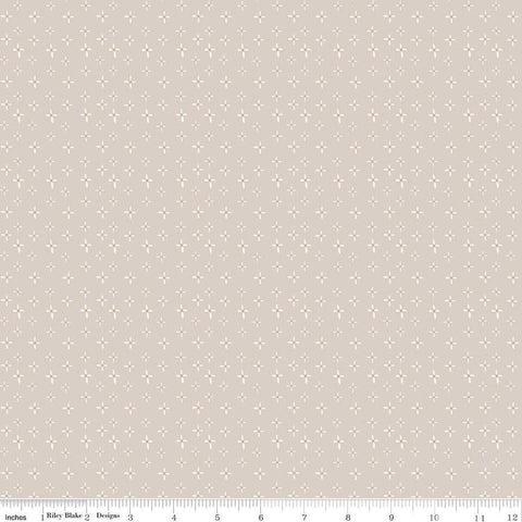 Image of the Honey Locust Daisies Linen quilting cotton fabric by Riley Blake Designs. Features flowers on a cream background.